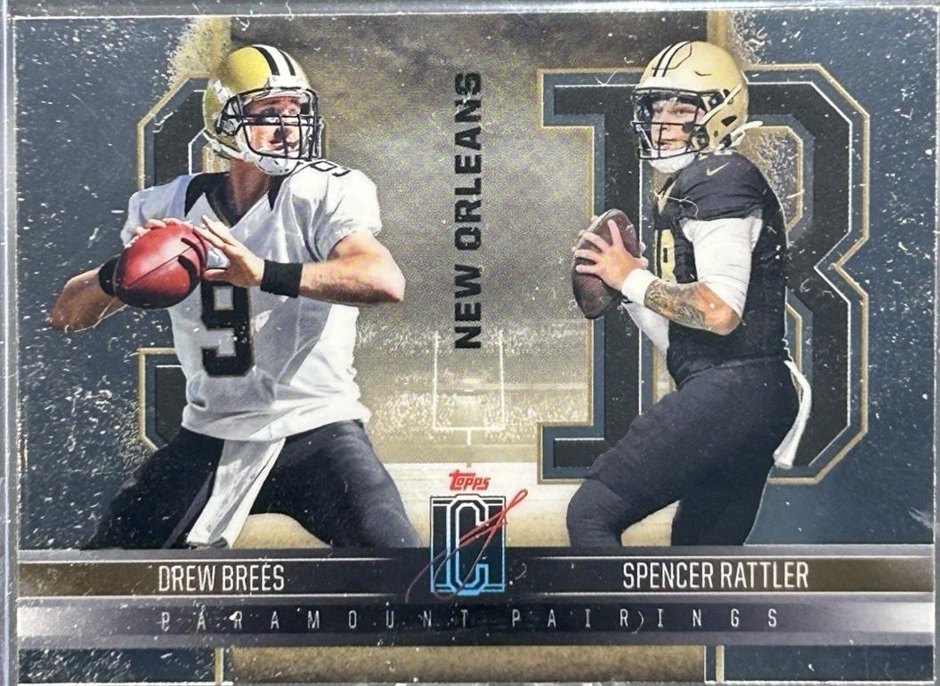 2024 Topps Signature Class Paramount Pairings Spencer Rattler / Drew Brees #PP-3 card