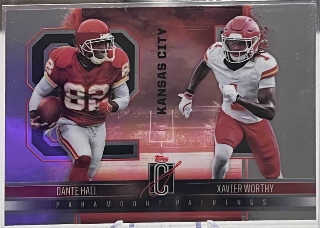 2024 Topps Signature Class Paramount Pairings Xavier Worthy / Dante Hall #PP-17 card