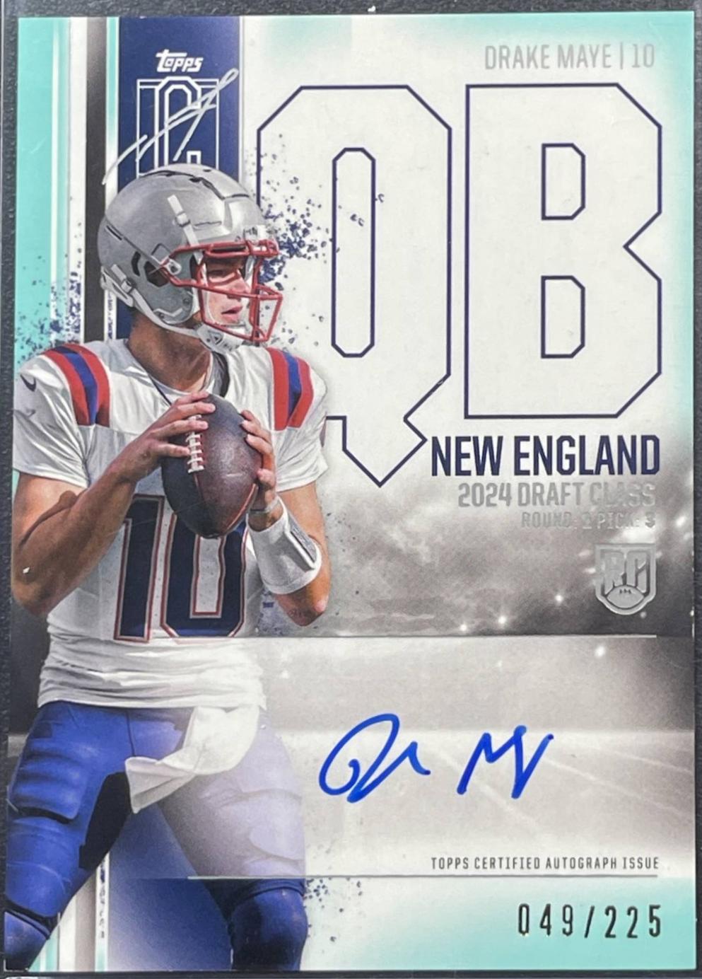 2024 Topps Signature Class Rookie Class Autograph Variation Drake Maye [Teal] #RCA-DM card
