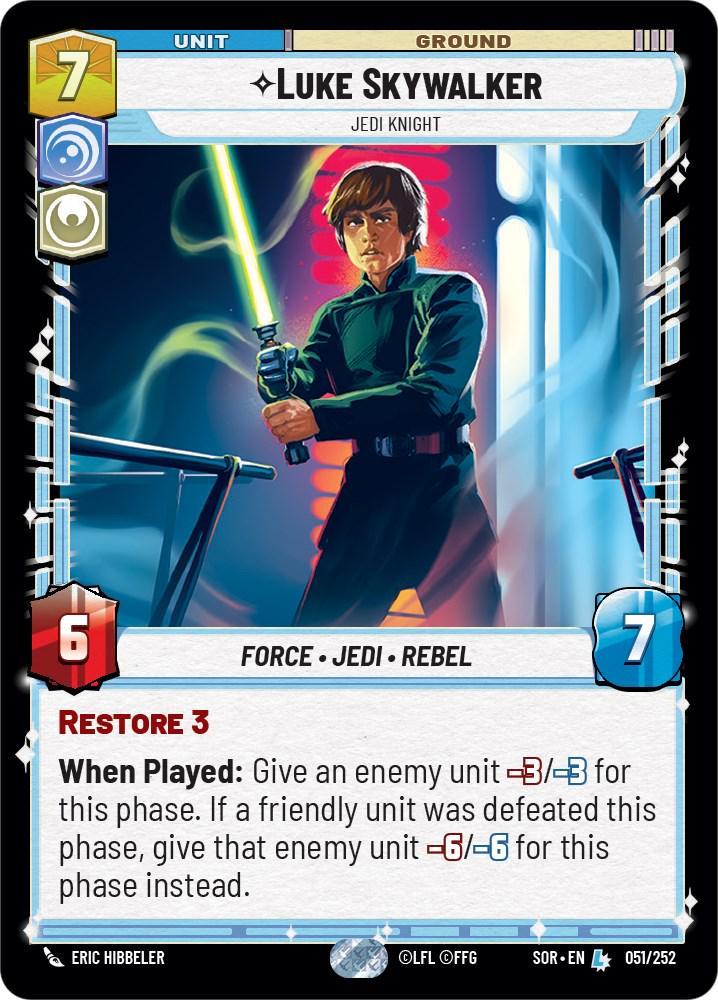 2024 Unlimited: Spark of Rebellion Luke Skywalker #51 card