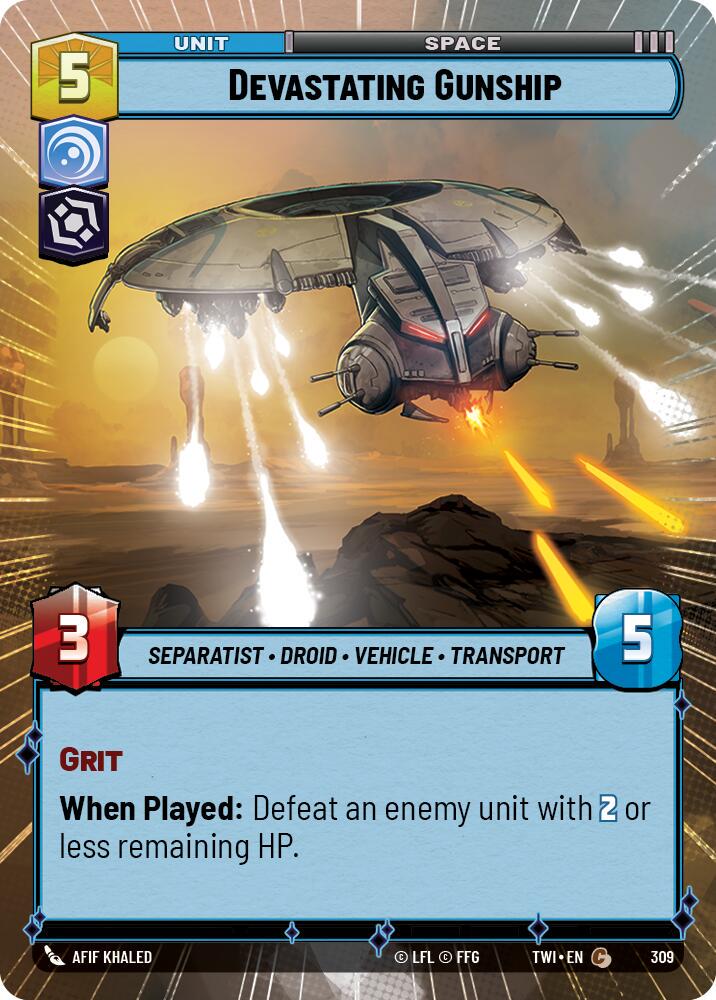 2024 Unlimited: Twilight of the Republic Devastating Gunship [Hyperspace Foil] #309 card