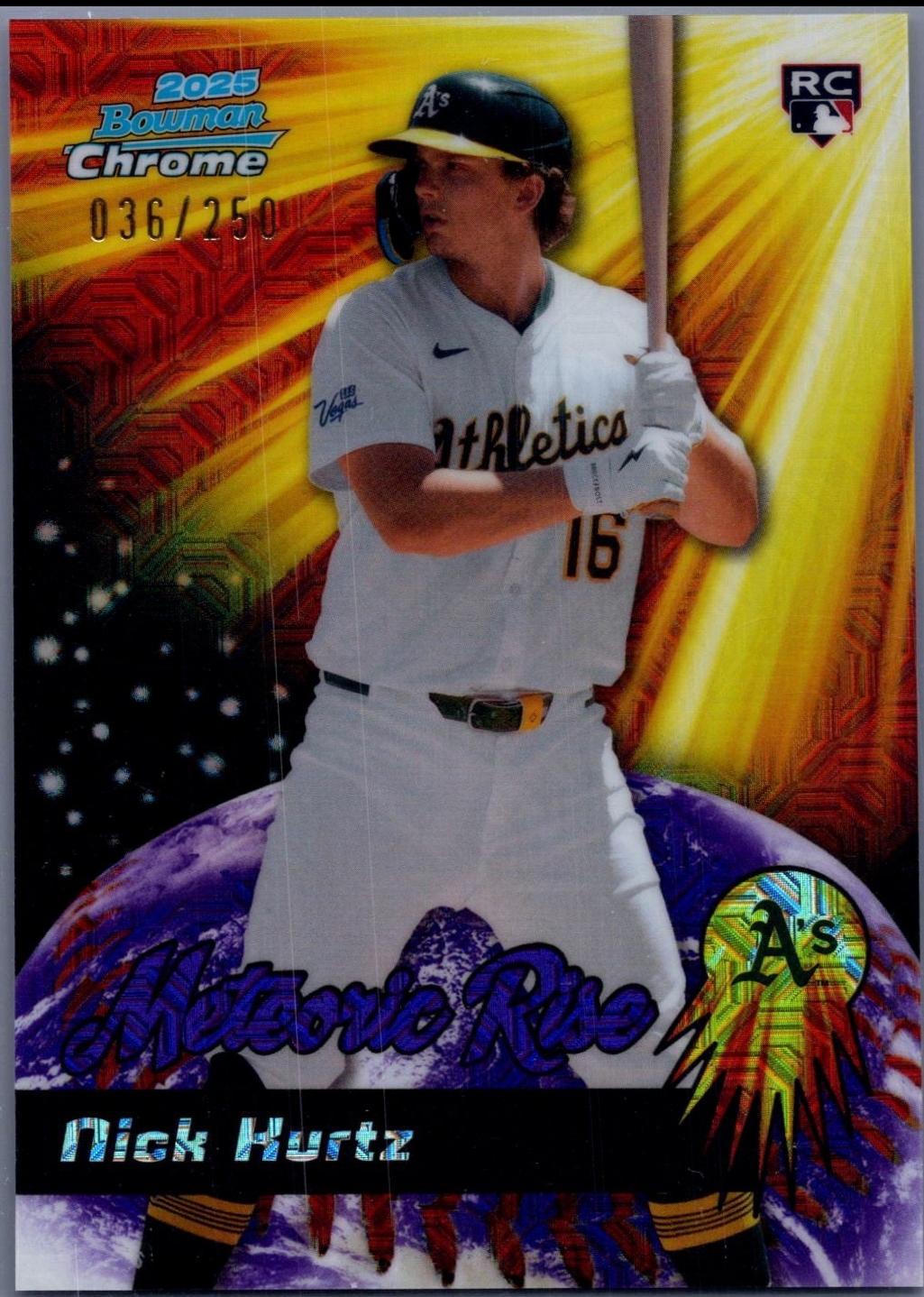 2025 Bowman Chrome Meteoric Rise Nick Kurtz [Purple Mega Refractor] #MR-7 card