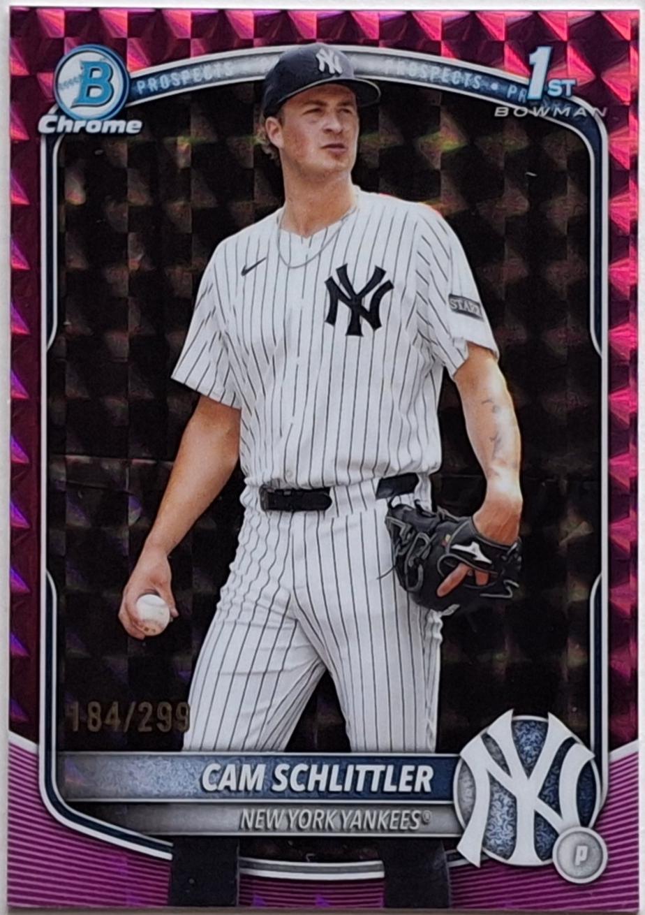 2025 Bowman Chrome Prospects Cam Schlittler [Fuchsia Geometric] #BCP-166 card