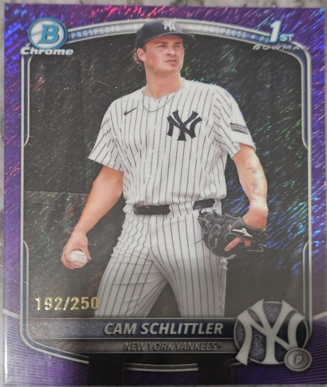 2025 Bowman Chrome Prospects Cam Schlittler [Purple Shimmer] #BCP-166 card