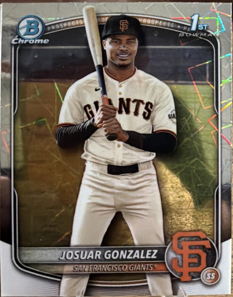 2025 Bowman Chrome Prospects Josuar Gonzalez [Laser Mega] #BCP-153 card