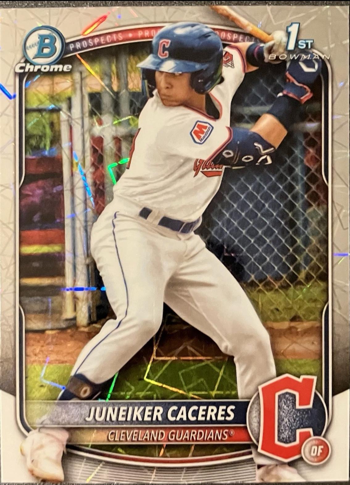 2025 Bowman Chrome Prospects Juneiker Caceres [Laser Refractor] #BCP-231 card