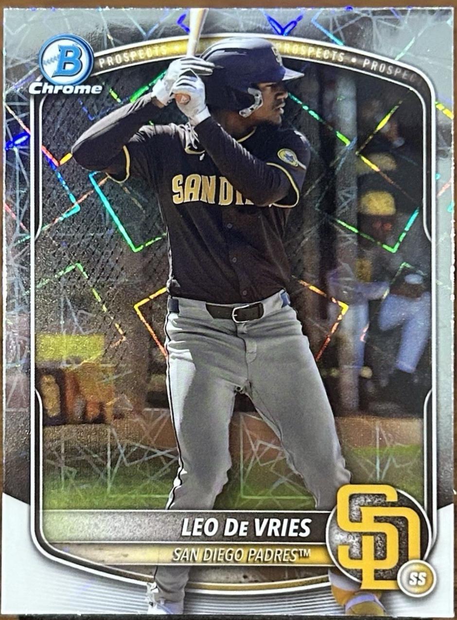 2025 Bowman Chrome Prospects Leo De Vries [Laser Refractor] #BCP-204 card