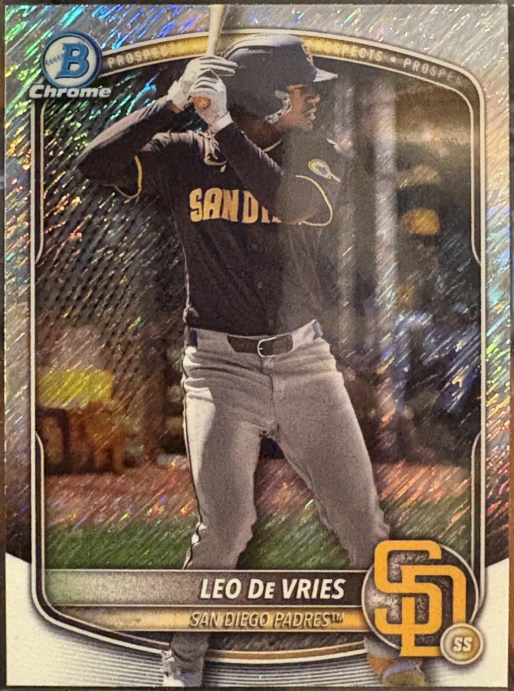 2025 Bowman Chrome Prospects Leo De Vries [Shimmer] #BCP-204 card