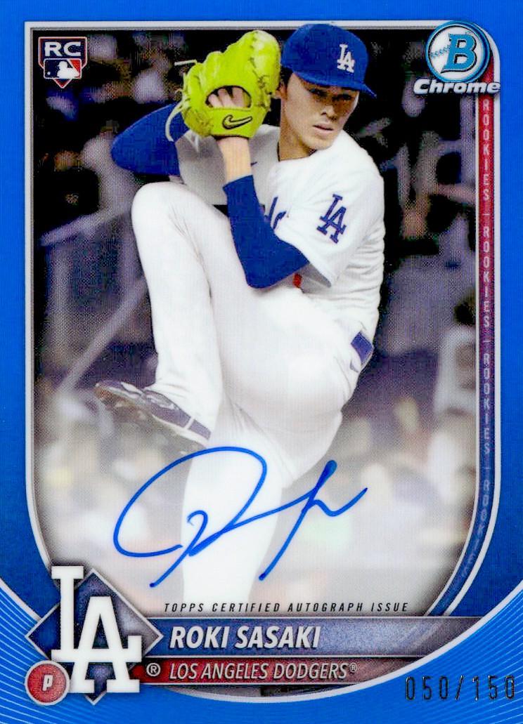 2025 Bowman Chrome Rookie Autograph Roki Sasaki [Blue] #CRA-RS card