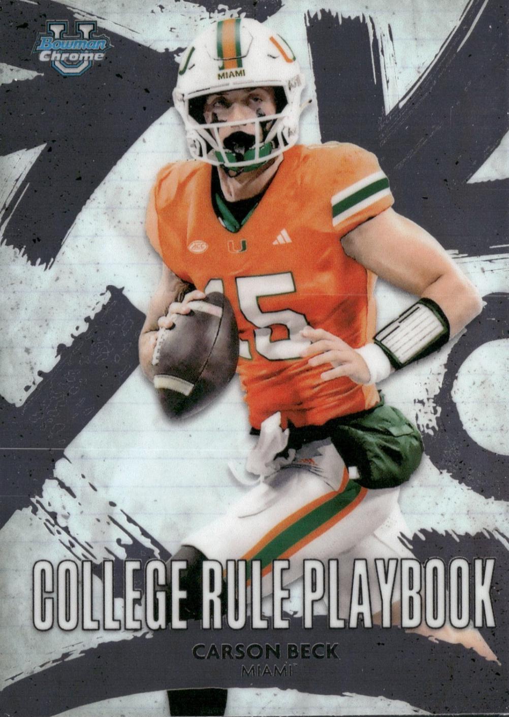 2025 Bowman Chrome University College Rule Playbook Carson Beck #CRP-7 card
