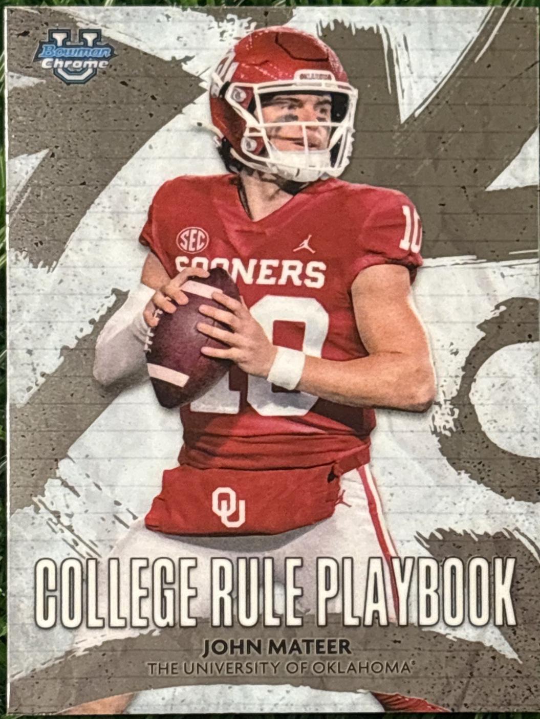 2025 Bowman Chrome University College Rule Playbook John Mateer #CRP-14 card