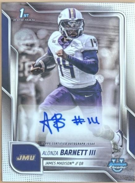 2025 Bowman Chrome University Prospect Autograph Alonza Barnett III #BCA-AB card