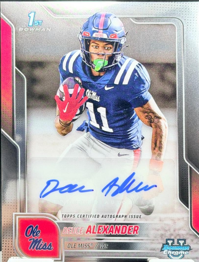 2025 Bowman Chrome University Prospect Autograph Deuce Alexander #BCA-DAL card