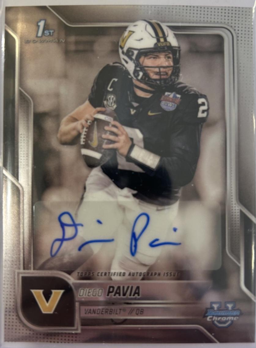 2025 Bowman Chrome University Prospect Autograph Diego Pavia #BCA-DPA card