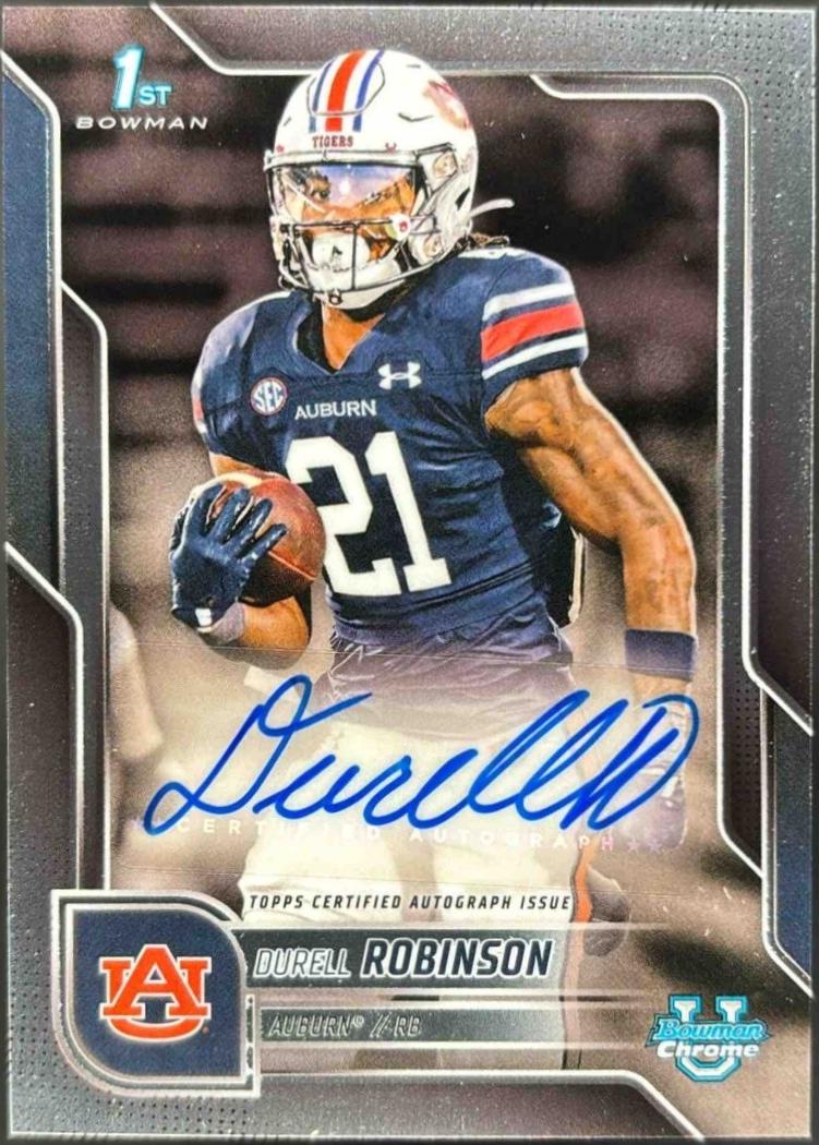 2025 Bowman Chrome University Prospect Autograph Durell Robinson [Sapphire] #BCA-DRO card