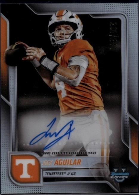 2025 Bowman Chrome University Prospect Autograph Joey Aguilar [Refractor] #BCA-JOE card