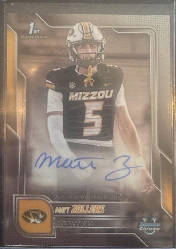 2025 Bowman Chrome University Prospect Autograph Matt Zollers #BCA-MZ card
