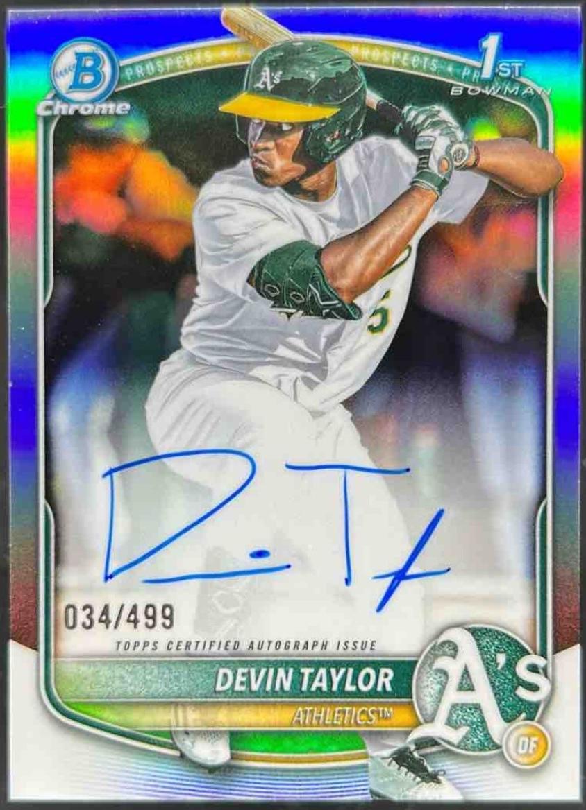 2025 Bowman Draft Chrome Prospect Autograph Devin Taylor [Refractor] #CPA-DT card