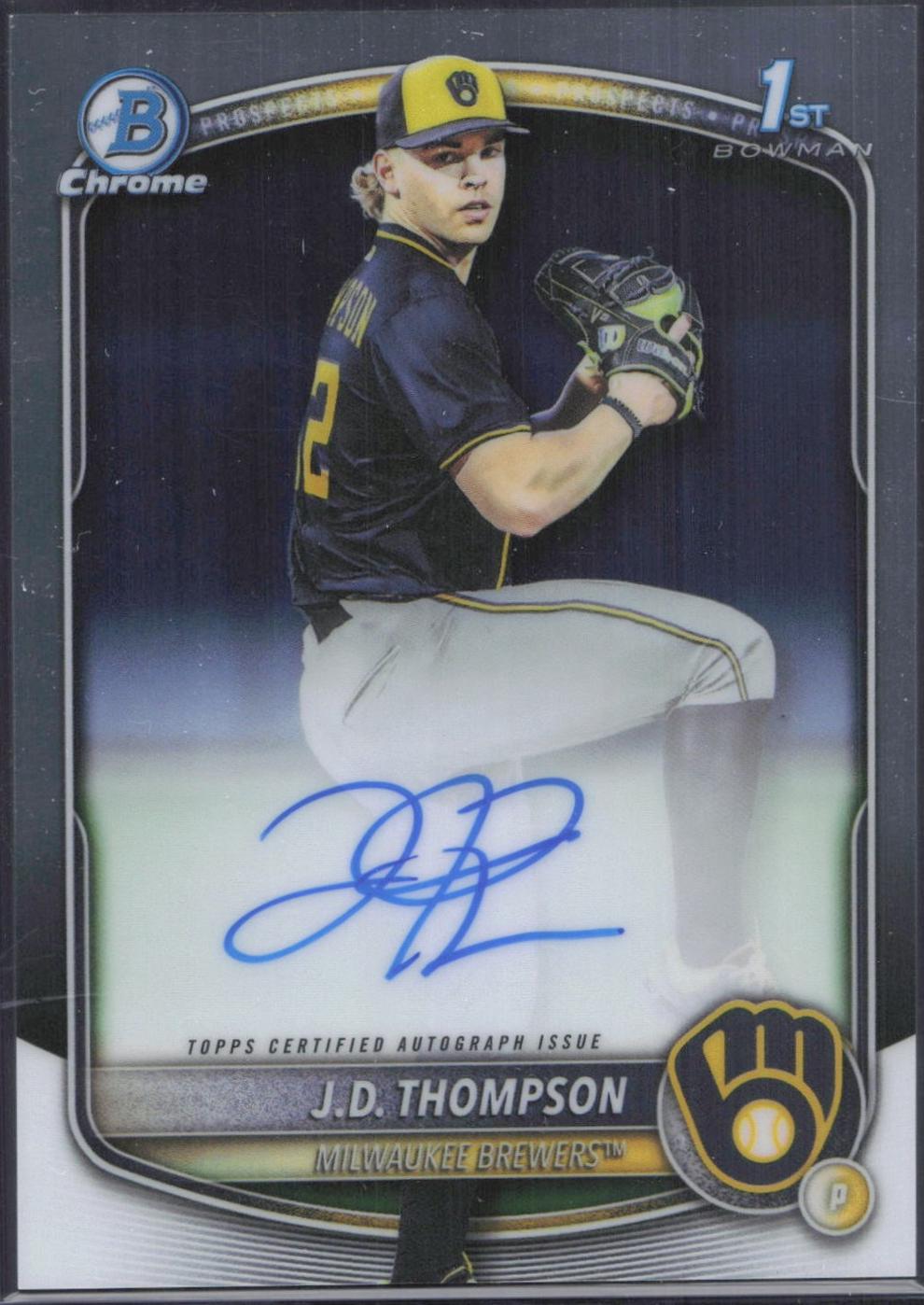 2025 Bowman Draft Chrome Prospect Autograph J.D. Thompson #CPA-JT card