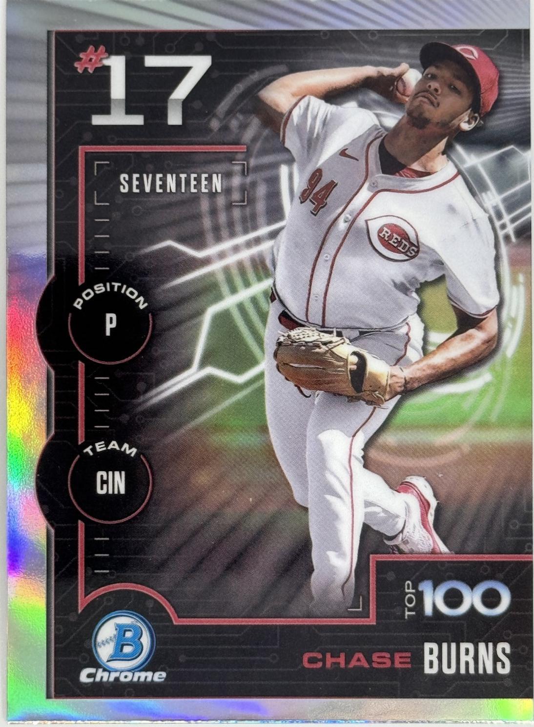 2025 Bowman Scouts Top 100 Chase Burns #BTP-17 card