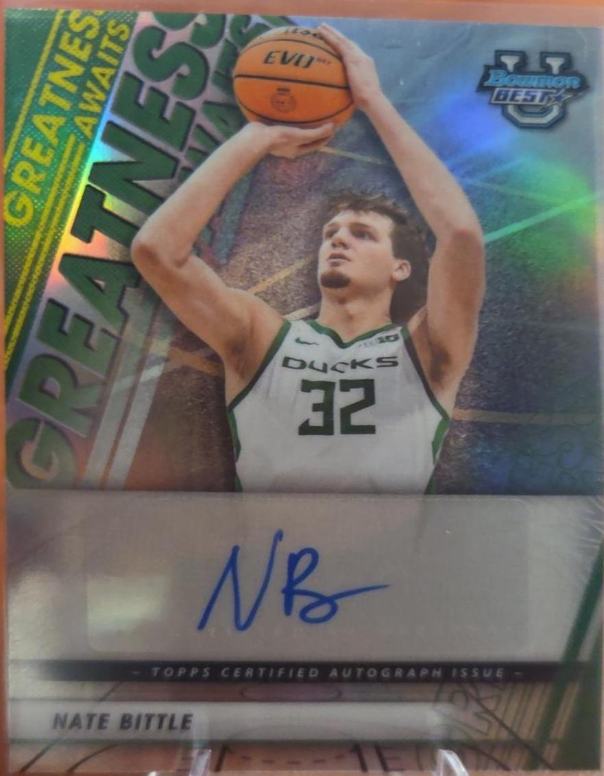 2025 Bowman University Best Greatness Awaits Autograph Nate Bittle #GA-NL card