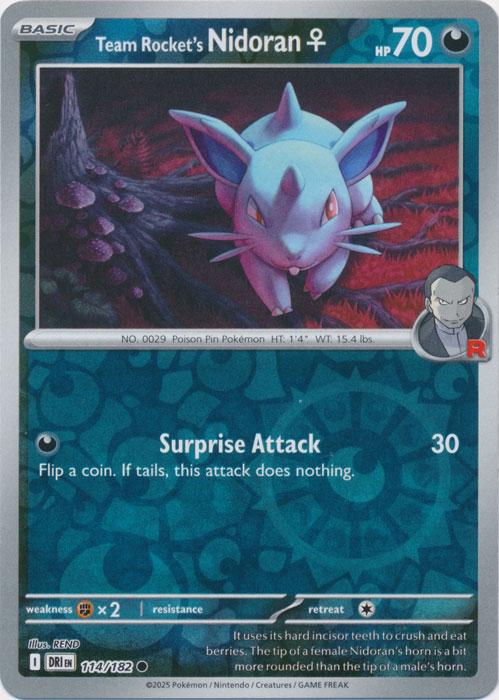 2025 Destined Rivals Team Rocket's Nidoran [Reverse Holo] #114 card