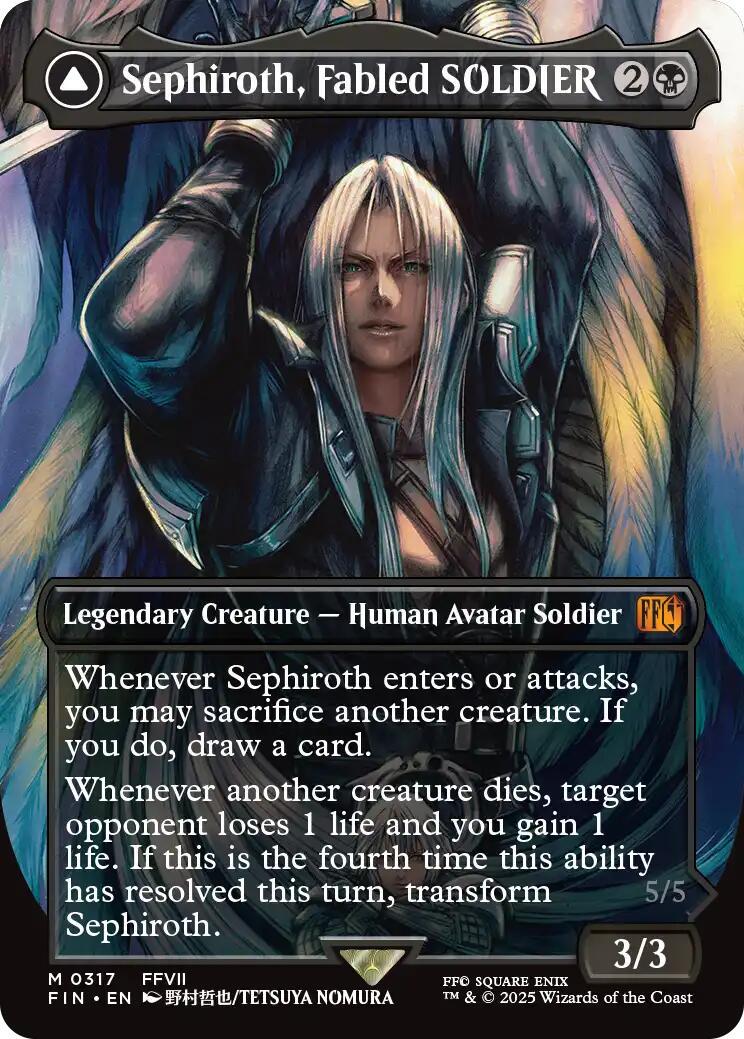 2025 Final Fantasy Sephiroth, Fabled SOLDIER [Borderless] #317 card