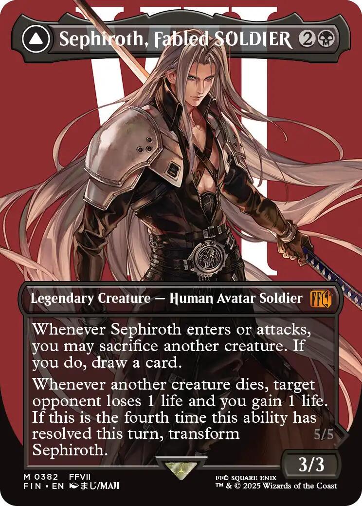 2025 Final Fantasy Sephiroth, Fabled SOLDIER [Borderless] #382 card