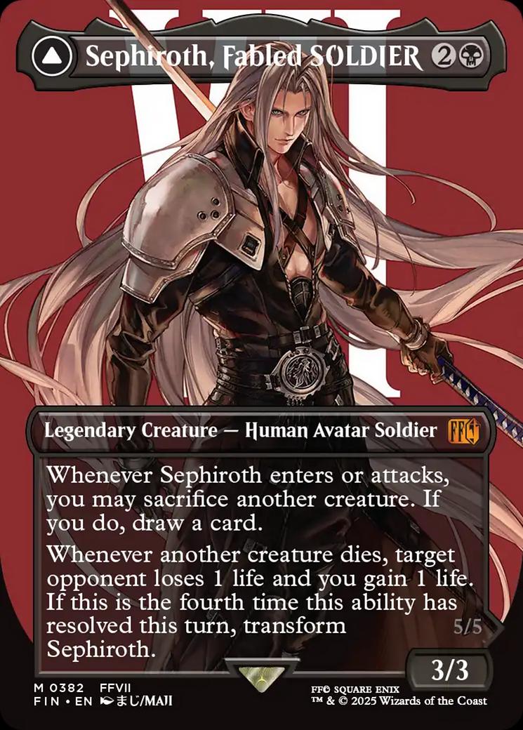 2025 Final Fantasy Sephiroth, Fabled SOLDIER [Borderless Foil] #382 card