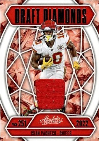 2025 Panini Absolute Draft Diamonds Jersey Isiah Pacheco #DDJ-IPO card