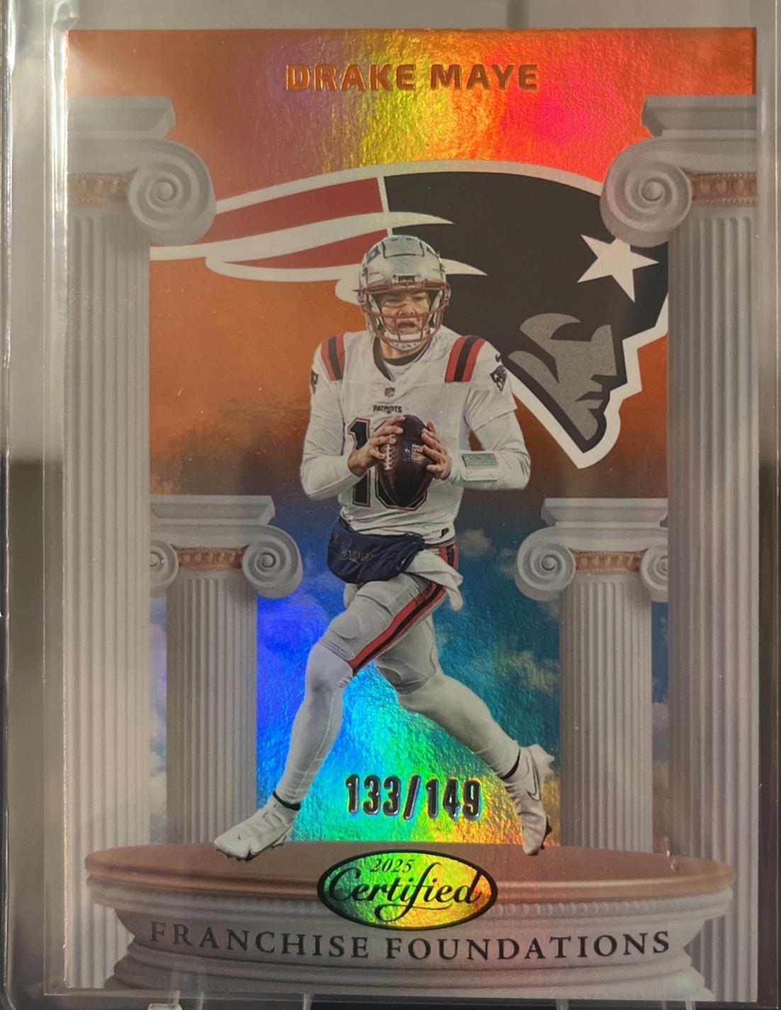 2025 Panini Certified Franchise Foundations Drake Maye [Mirror Orange] #FFO-DME card