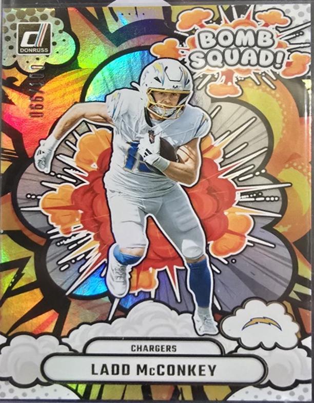 2025 Panini Donruss Bomb Squad Ladd McConkey [Holo] #BS-LMY card