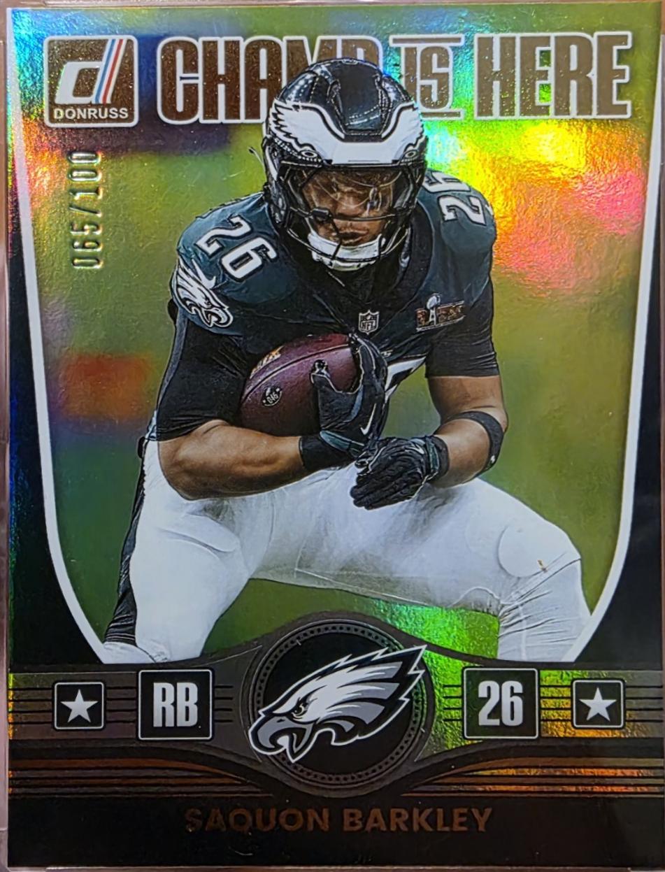 2025 Panini Donruss Champ is Here Saquon Barkley [Holo] #CIH-SBY card