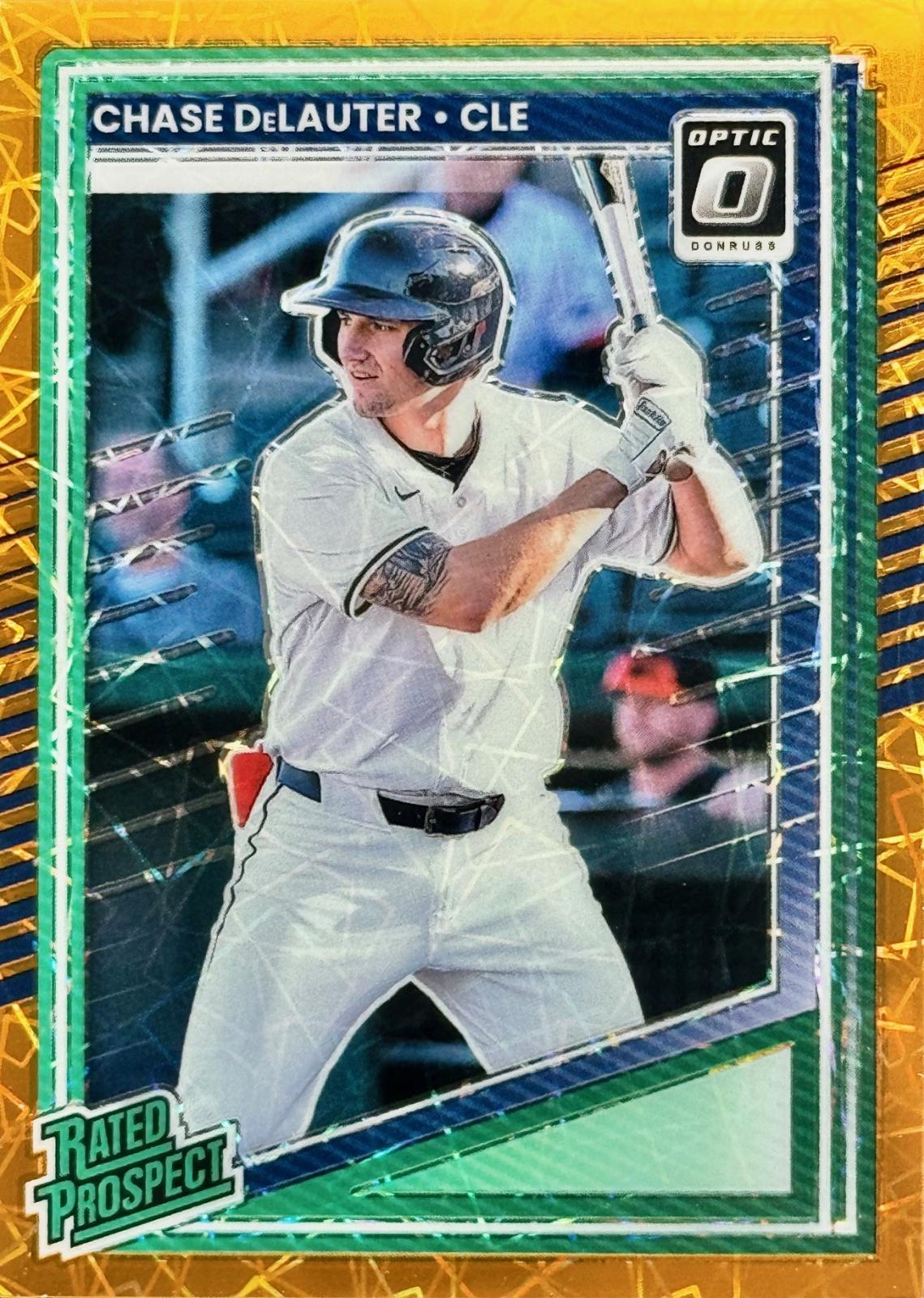 2025 Panini Donruss Chase DeLauter [Orange Velocity Optic] #107 card