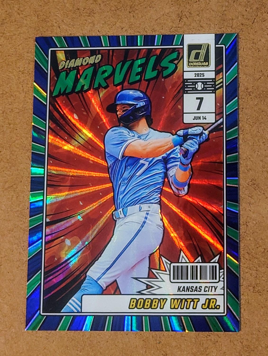 2025 Panini Donruss Diamond Marvels Bobby Witt Jr. [Green Laser] #9 card