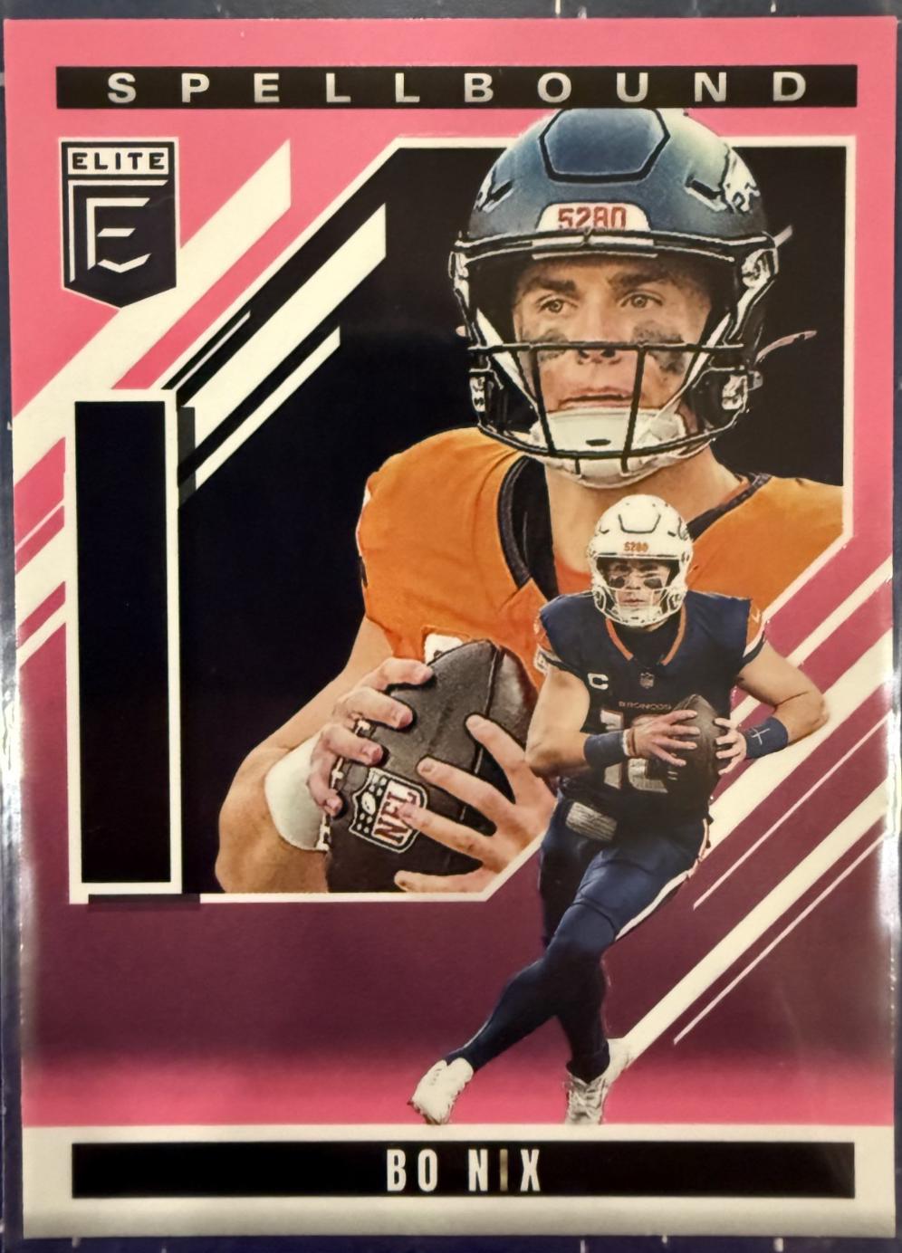 2025 Panini Donruss Elite Spellbound Bo Nix [Pink] #27 card
