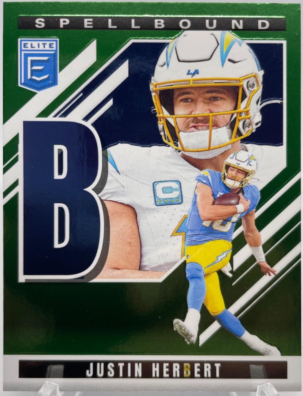 2025 Panini Donruss Elite Spellbound Justin Herbert [Green] #37 card