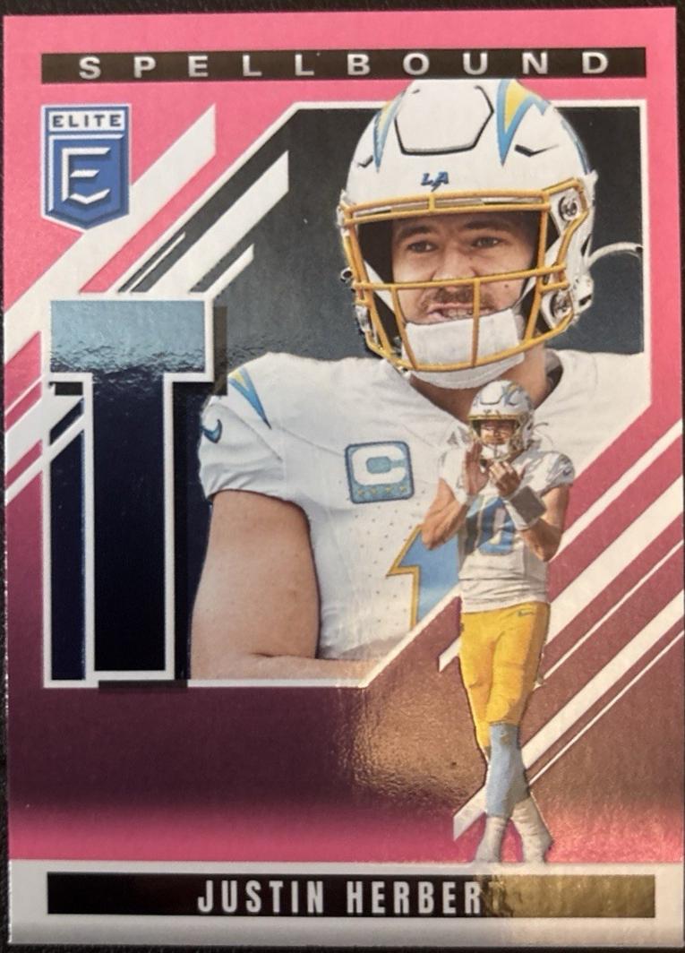 2025 Panini Donruss Elite Spellbound Justin Herbert [Pink] #40 card