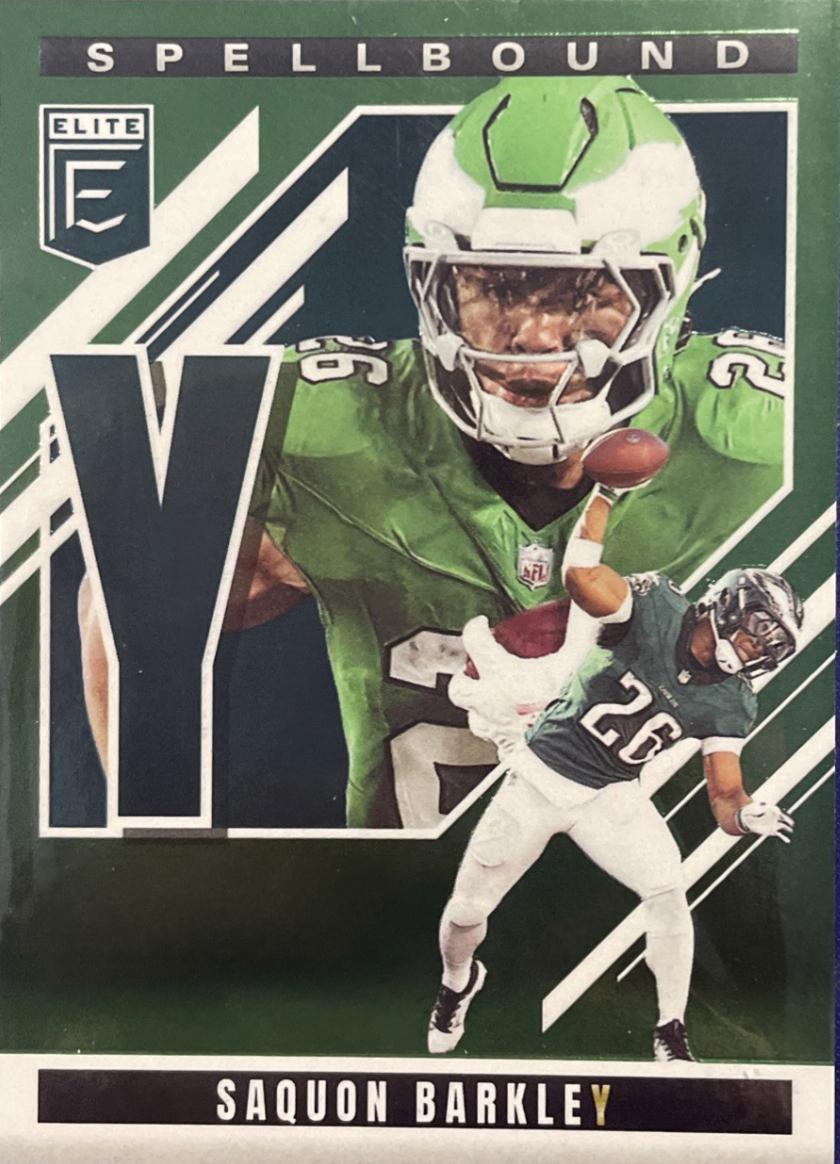 2025 Panini Donruss Elite Spellbound Saquon Barkley [Green] #7 card