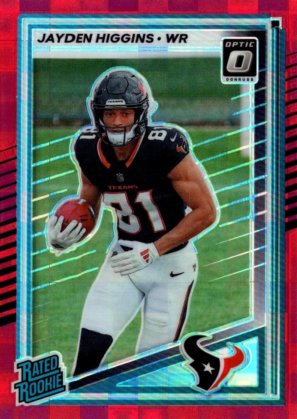 2025 Panini Donruss Jayden Higgins [Red Pandora Optic Preview] #334 card