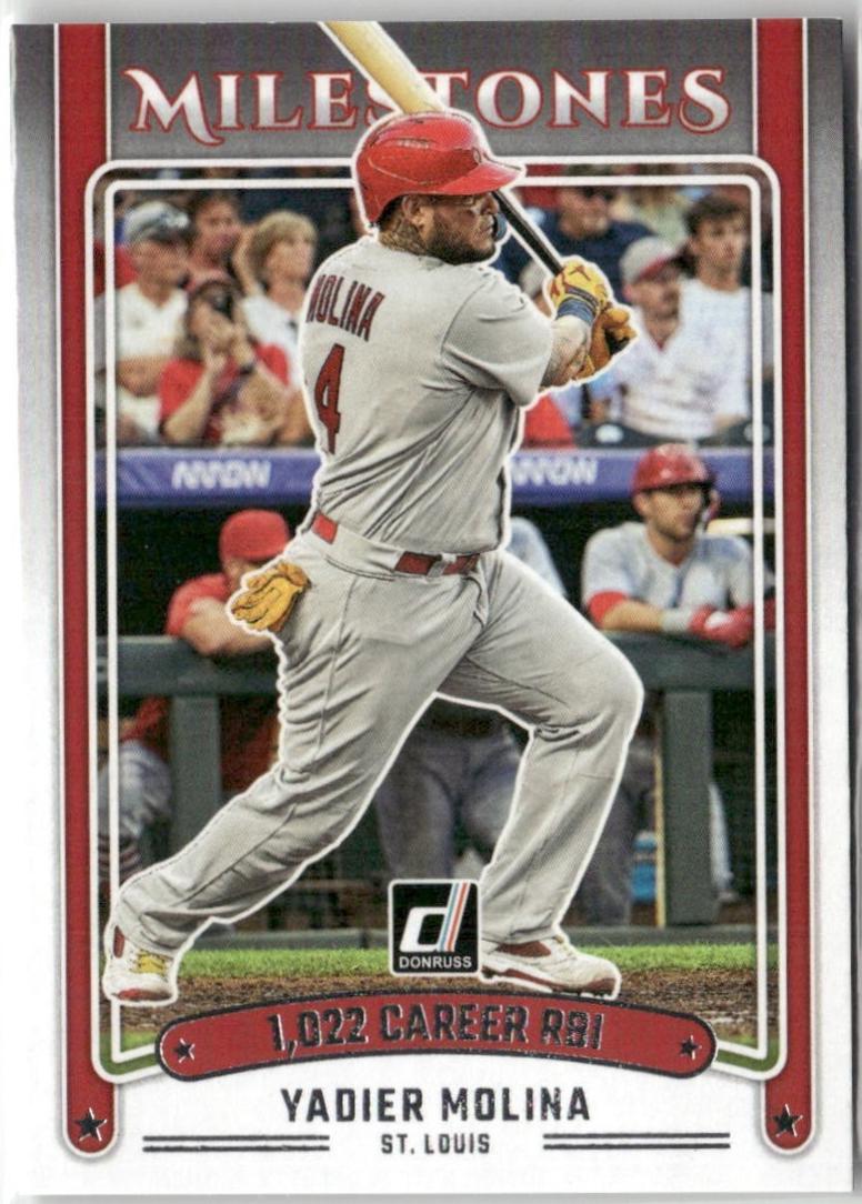 2025 Panini Donruss Milestones Yadier Molina #13 card