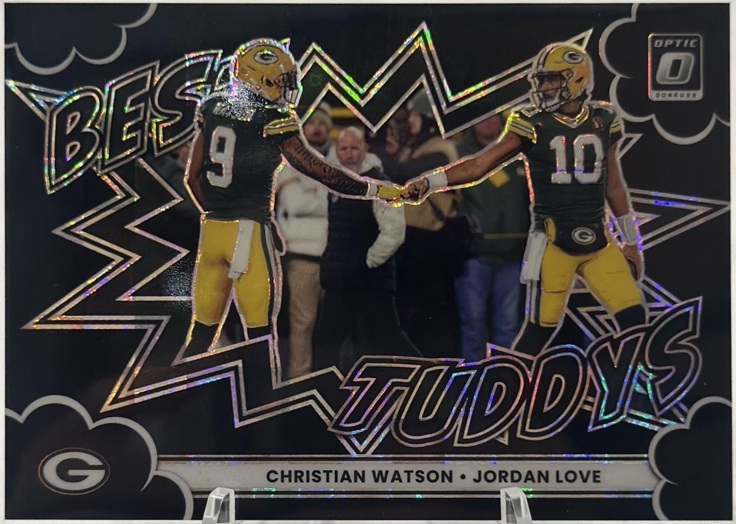 2025 Panini Donruss Optic Best Tuddys Christian Watson / Jordan Love [Black Pandora] #14 card