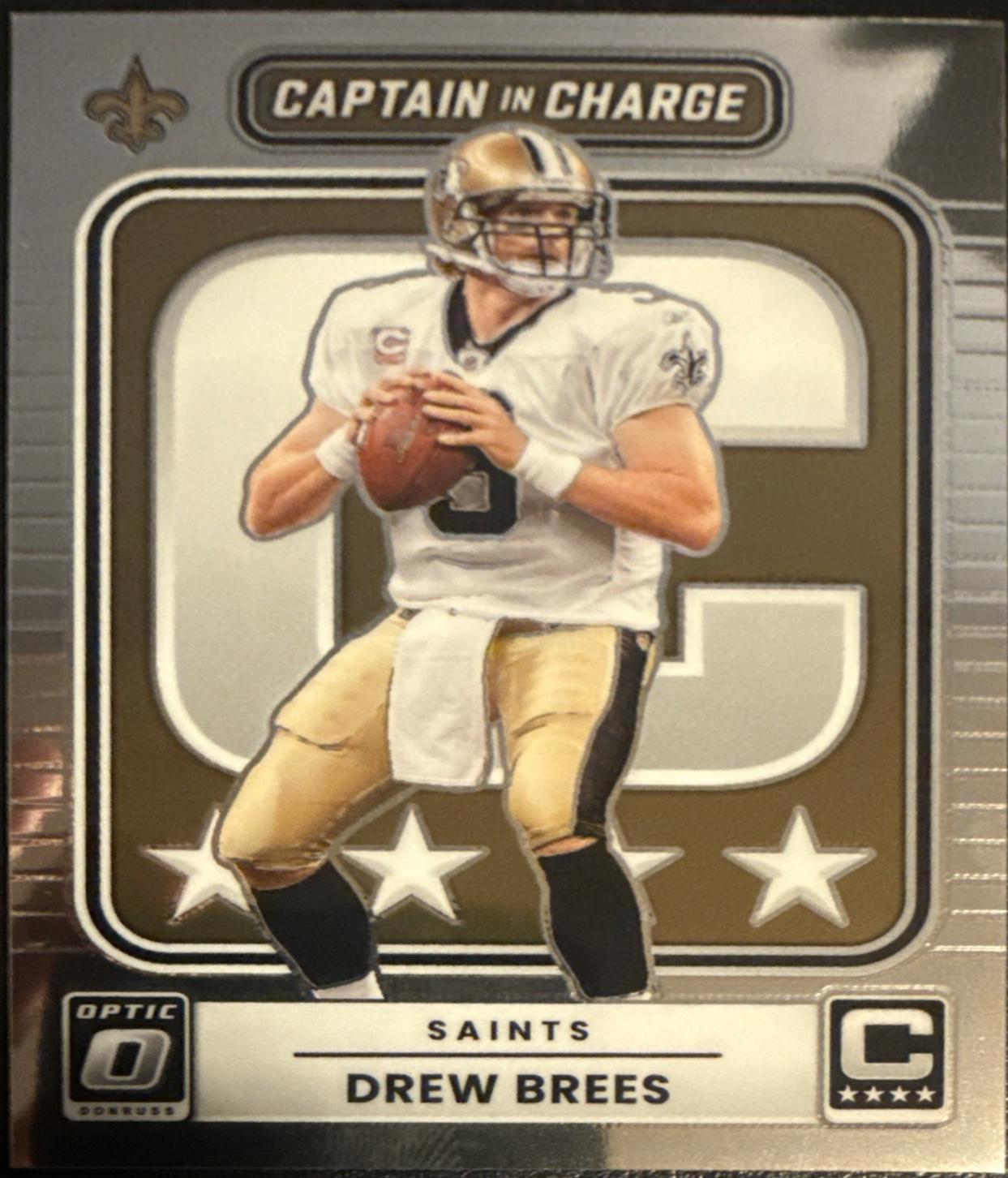 2025 Panini Donruss Optic Captain in Charge Drew Brees #8 card