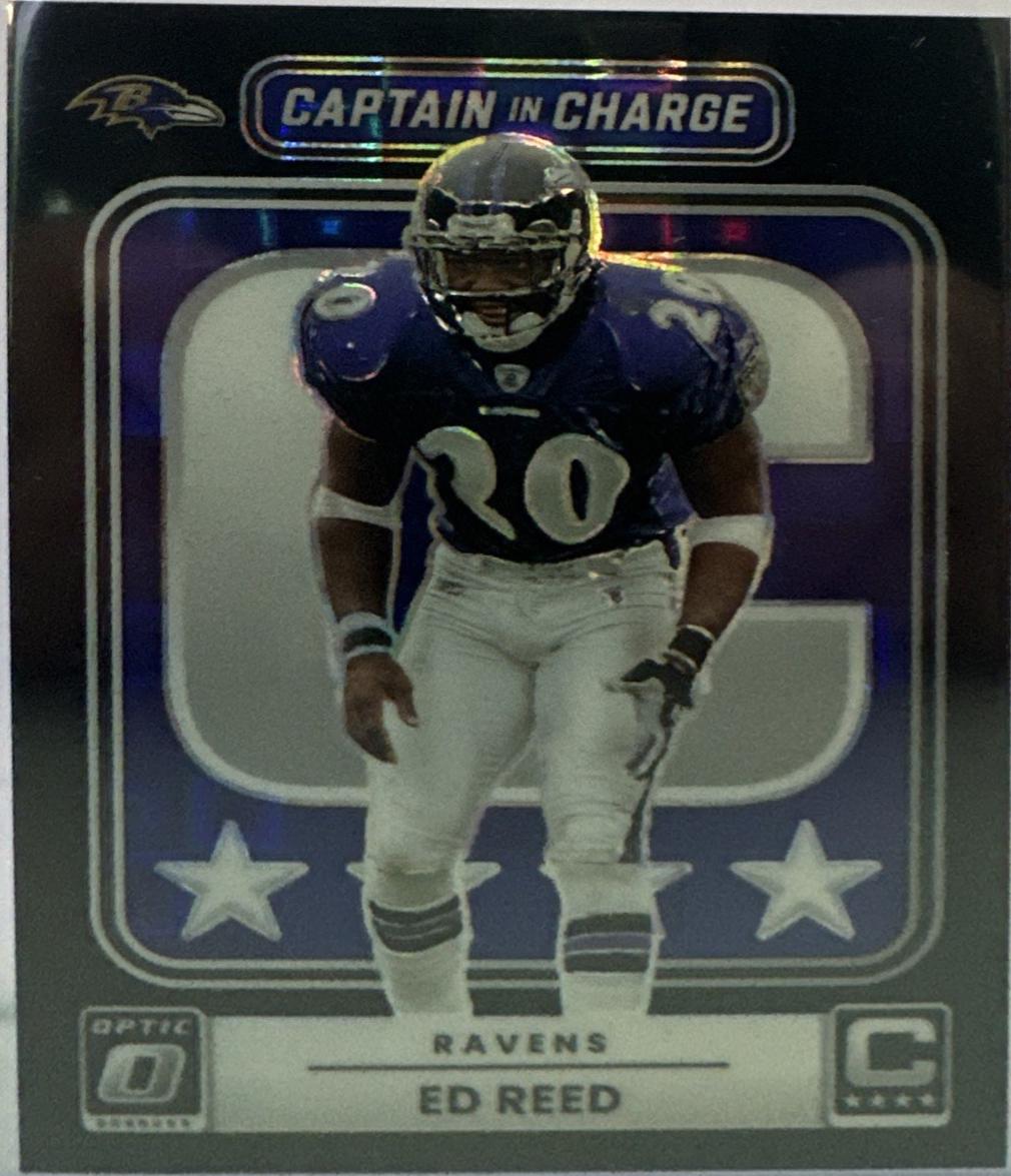 2025 Panini Donruss Optic Captain in Charge Ed Reed [Black Pandora] #10 card