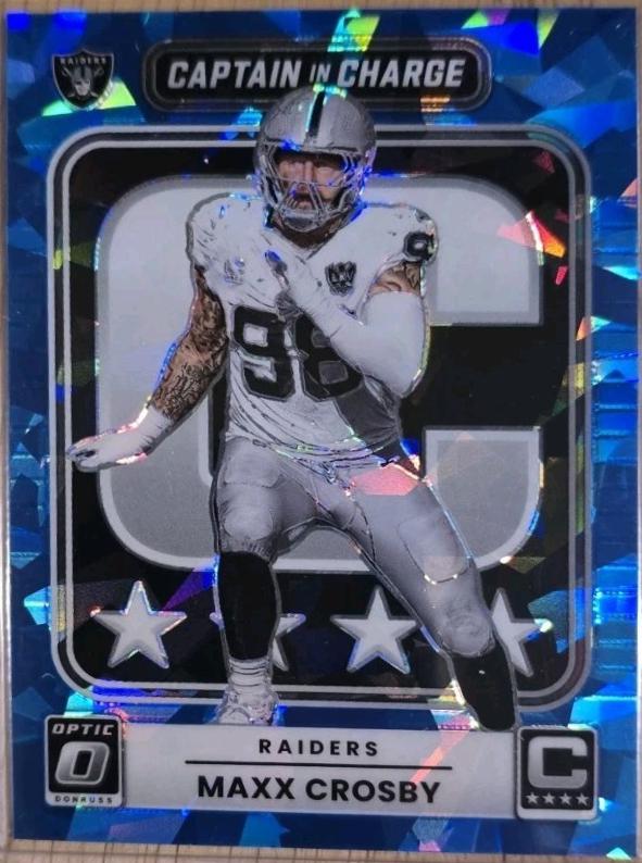 2025 Panini Donruss Optic Captain in Charge Maxx Crosby [Ice] #4 card
