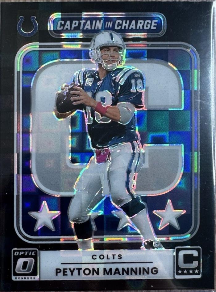2025 Panini Donruss Optic Captain in Charge Peyton Manning [Black Pandora] #9 card