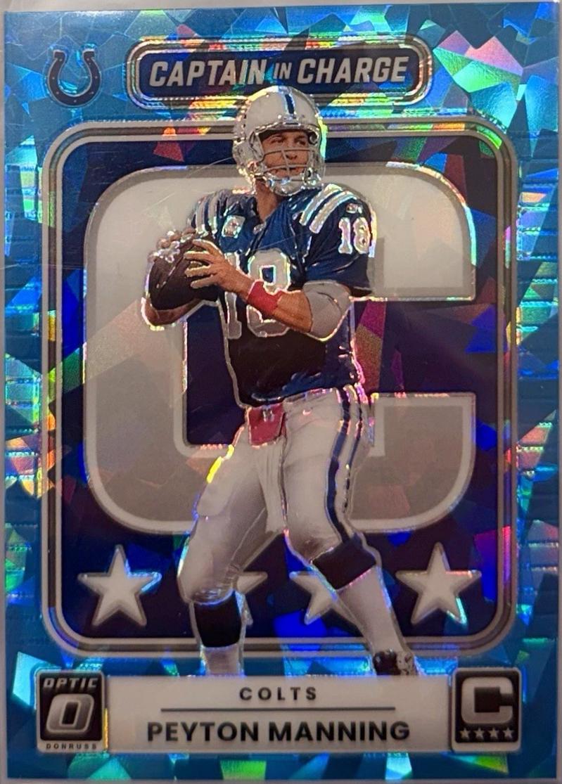 2025 Panini Donruss Optic Captain in Charge Peyton Manning [Ice] #9 card
