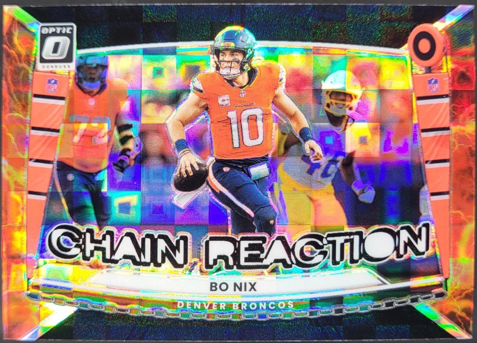 2025 Panini Donruss Optic Chain Reaction Bo Nix [Black Pandora] #8 card