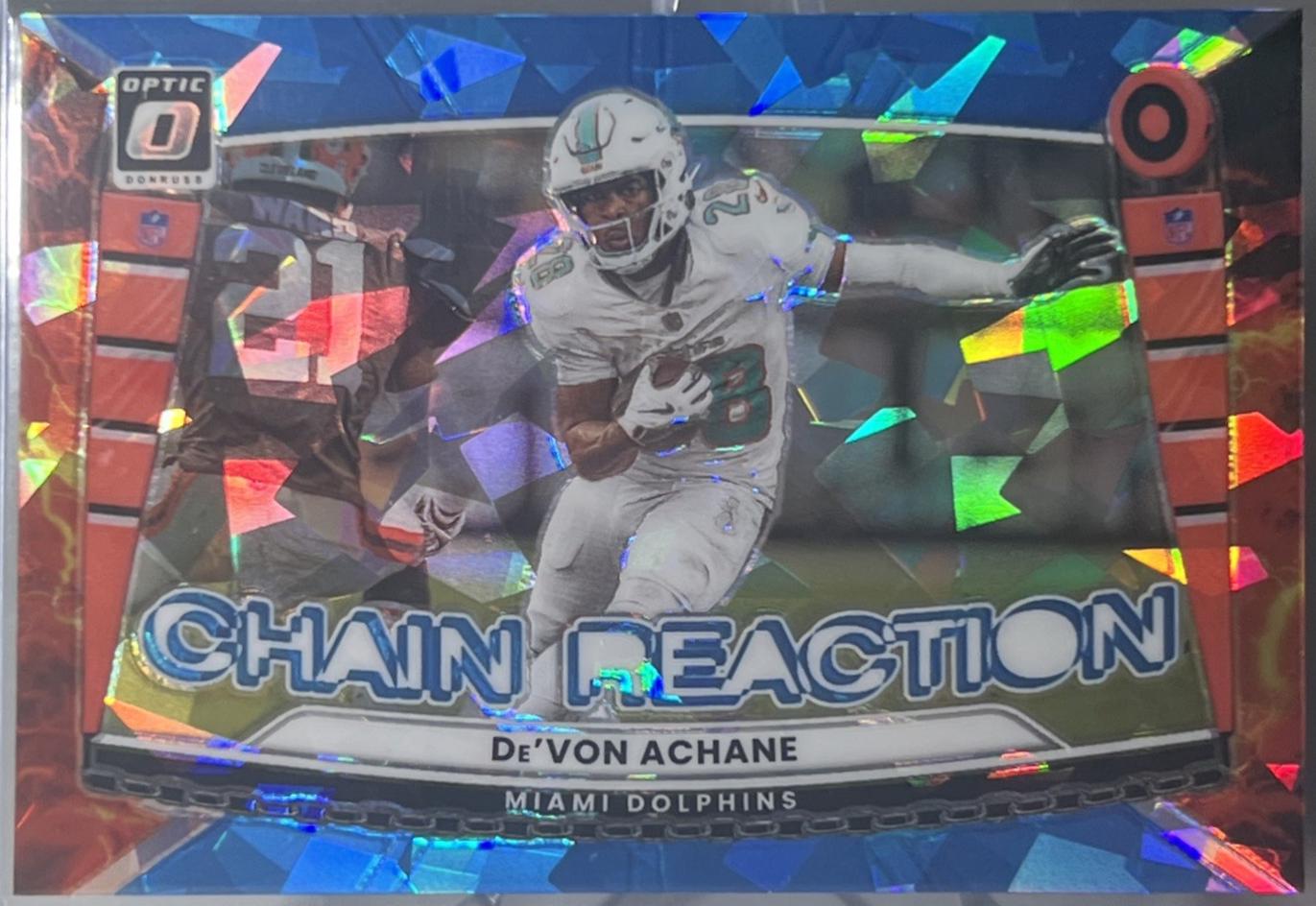 2025 Panini Donruss Optic Chain Reaction De'Von Achane [Ice] #3 card
