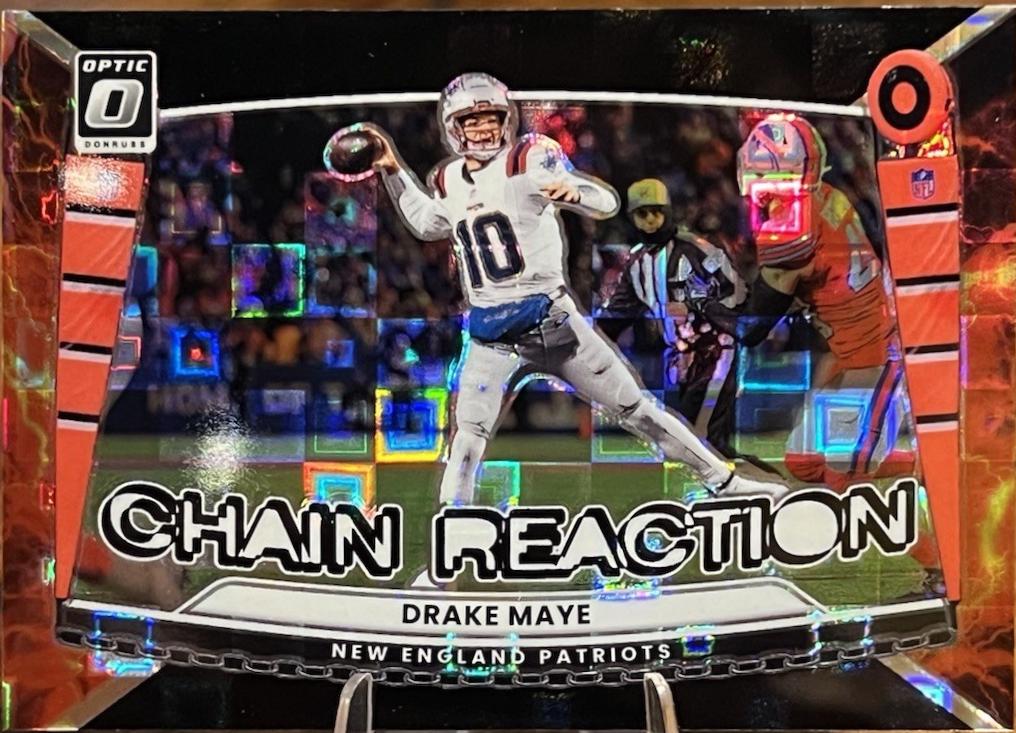 2025 Panini Donruss Optic Chain Reaction Drake Maye [Black Pandora] #9 card
